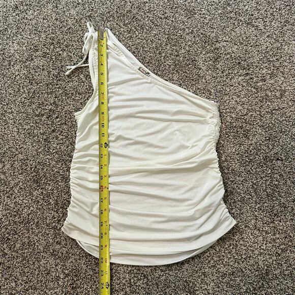 Free People Intimately white one-shoulder ruched tank top size M - Picture 9 of 11